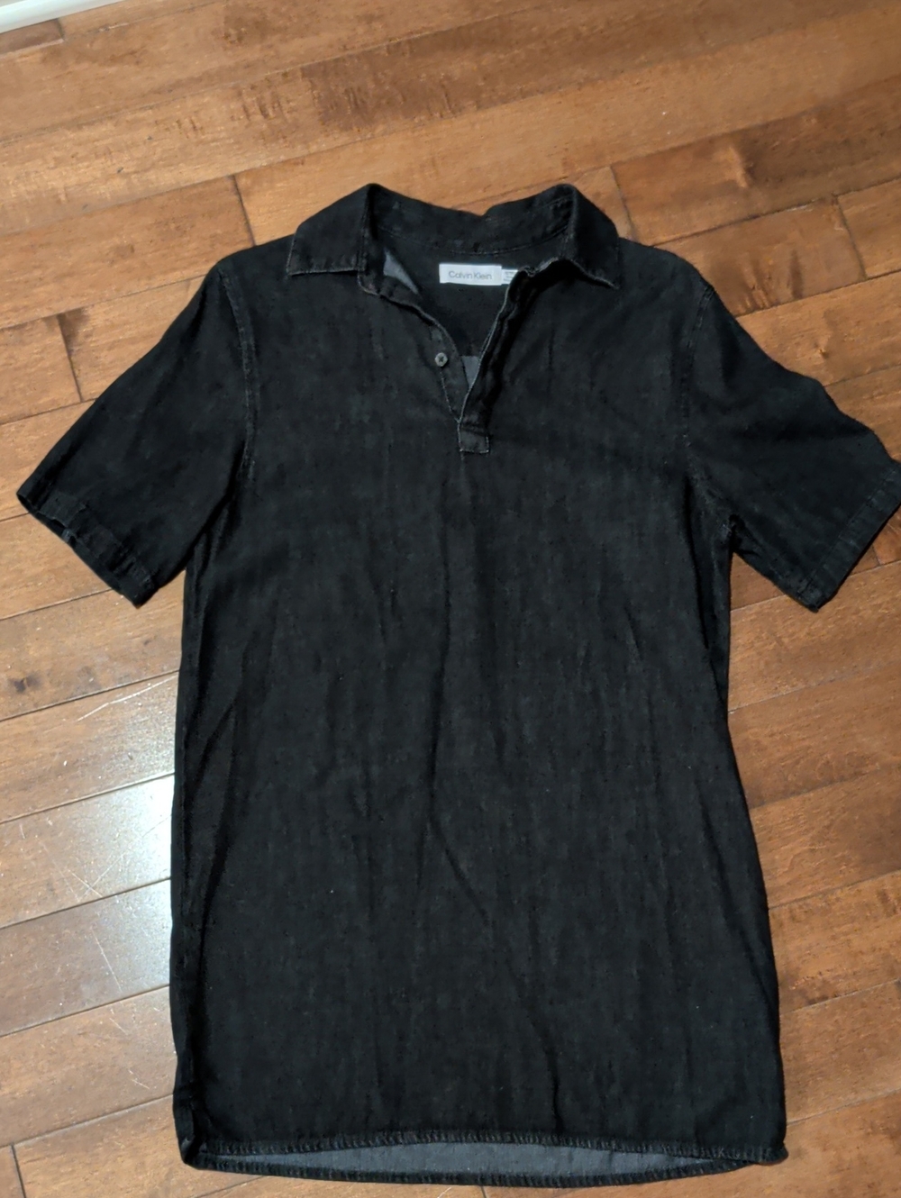 Calvin Klein Black Jeans Mini Dress with Polo Collar